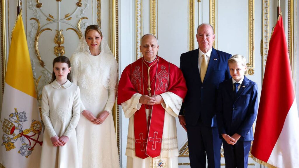 Princess Charlene and Prince Albert welcome the Pope to Monaco in historic visit