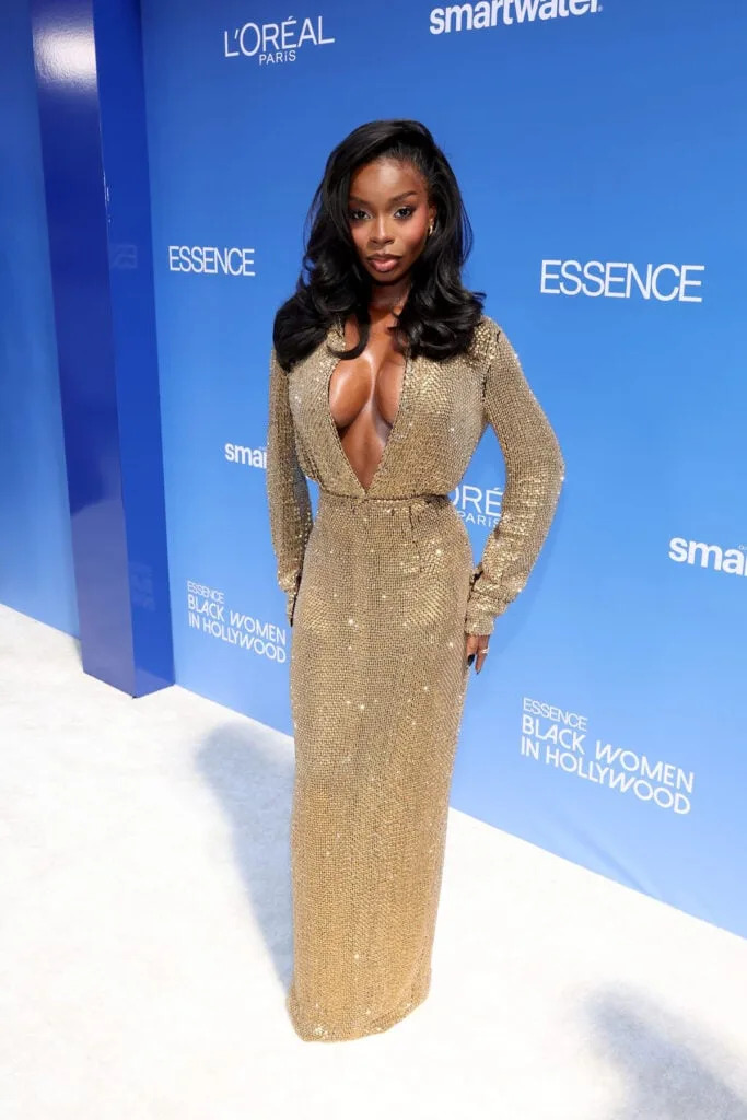 Olandria Carthen ESSENCE Black Women in Hollywood Awards, Olandria Carthen ESSENCE Black Women in Hollywood 2026 red carpet, Sergio Hudson Resort 2026 ESSENCE Black Women in Hollywood Awards, Sergio Hudson red carpet ESSENCE Awards, Olandria Carthen Sergio Hudson ESSENCE Awards