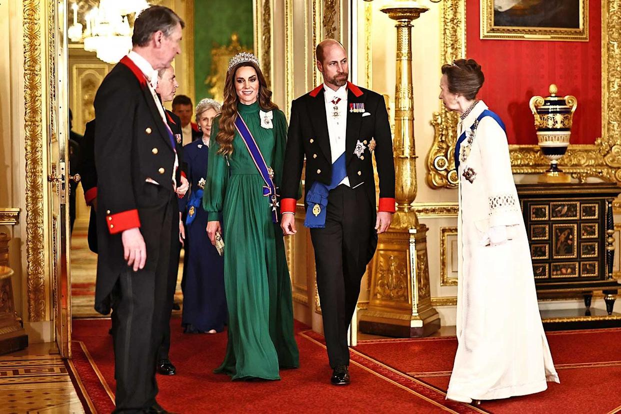 Princess Kate and Prince William, with Princess Anne and Sir Tim Lawrence, arriving at the state banquetCredit: Henry Nicholls - WPA Pool/Getty