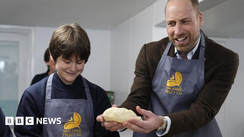 The Prince of Wales, known as the Duke of Cornwall while in Cornwall, meeting well-wishers during his visit to the Gear Farm Pasty Company,