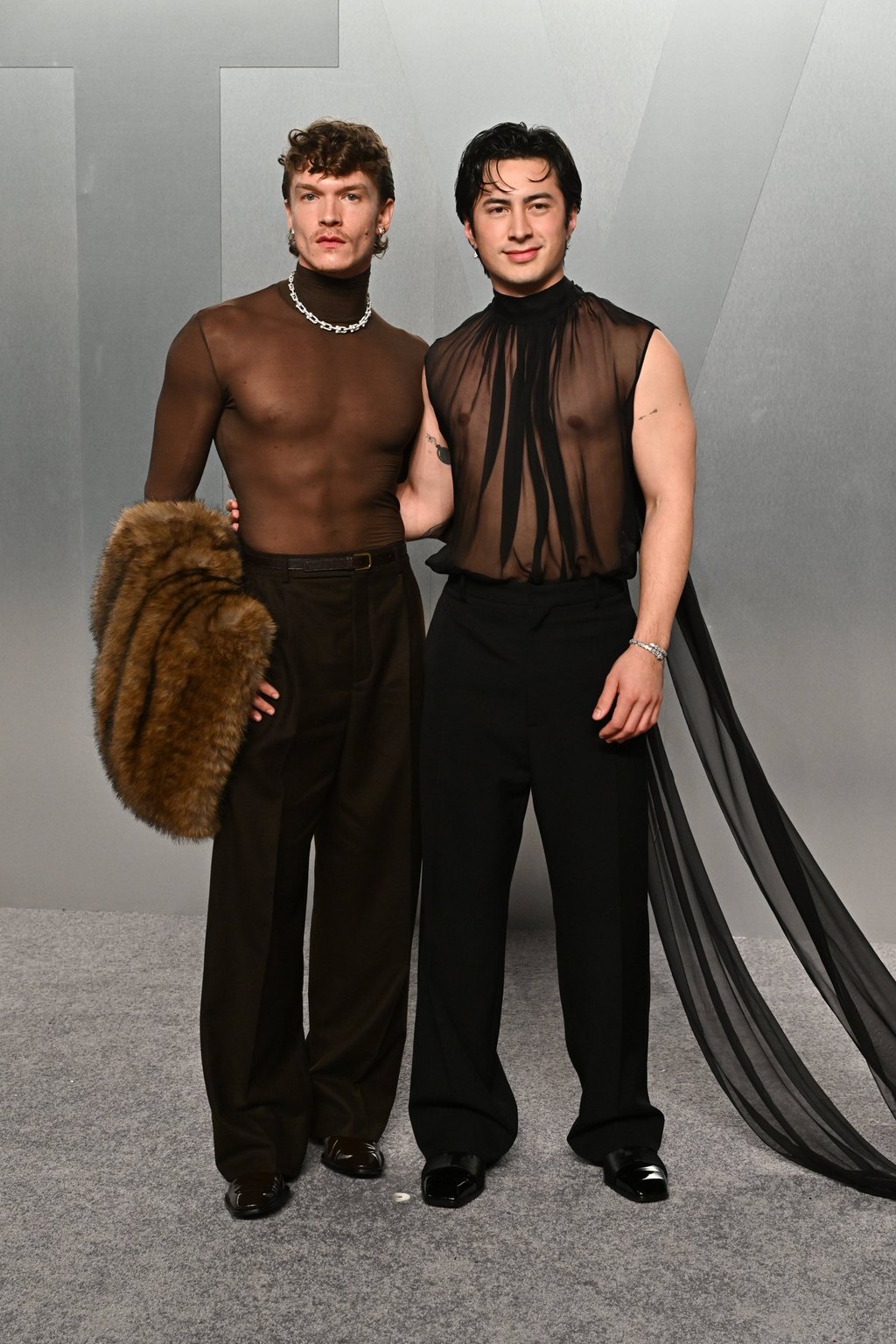 Connor Storrie and Hudson Williams arrive at the Vanity Fair Oscar Party in Los Angeles, on March 15. Photo: AP