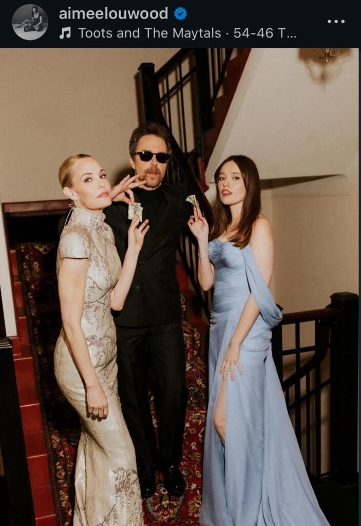 Aimee Lou Wood & Leslie Bibb (and Sam Rockwell) for the Actor Awards via each other’s instagrams. “Yet another tribute to my forever favourite girl, LB. Thank you for sharing her with me, SR” “pre actor awards running around the castle with two of my great loves”