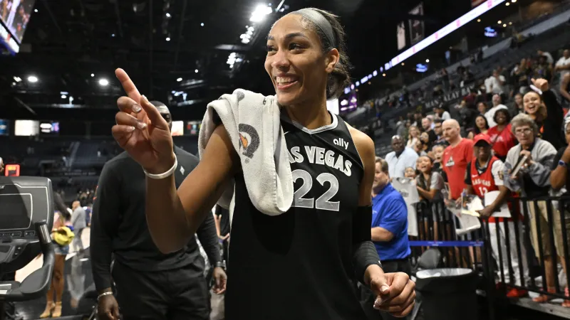 A'ja Wilson greets crowd
