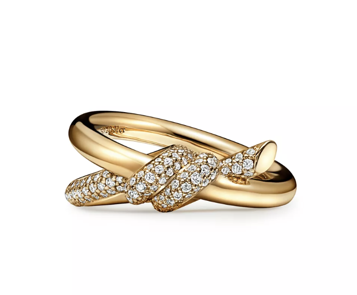 Tiffany &amp; Co., Tiffany Knot Double Row Ring in Yellow Gold With Diamonds
