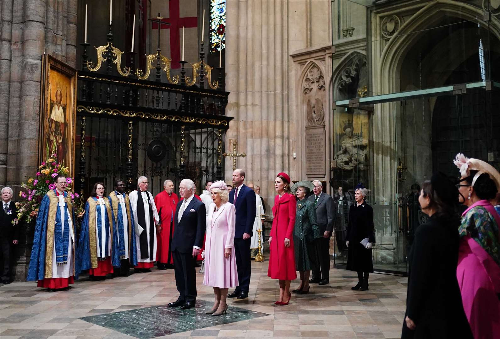 (Centre l to r) The King, Queen Camilla, Prince and Princess of Wales, the Princess Royal and the Duke and Duchess of Gloucester at least year’s event (Aaron Chown/PA)