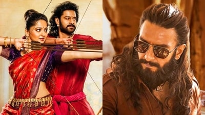 Anushka Shetty, Prabhas and Ranveer Singh in stills from Baahubali 2: The Conclusion and Dhurandhar: The Revenge.