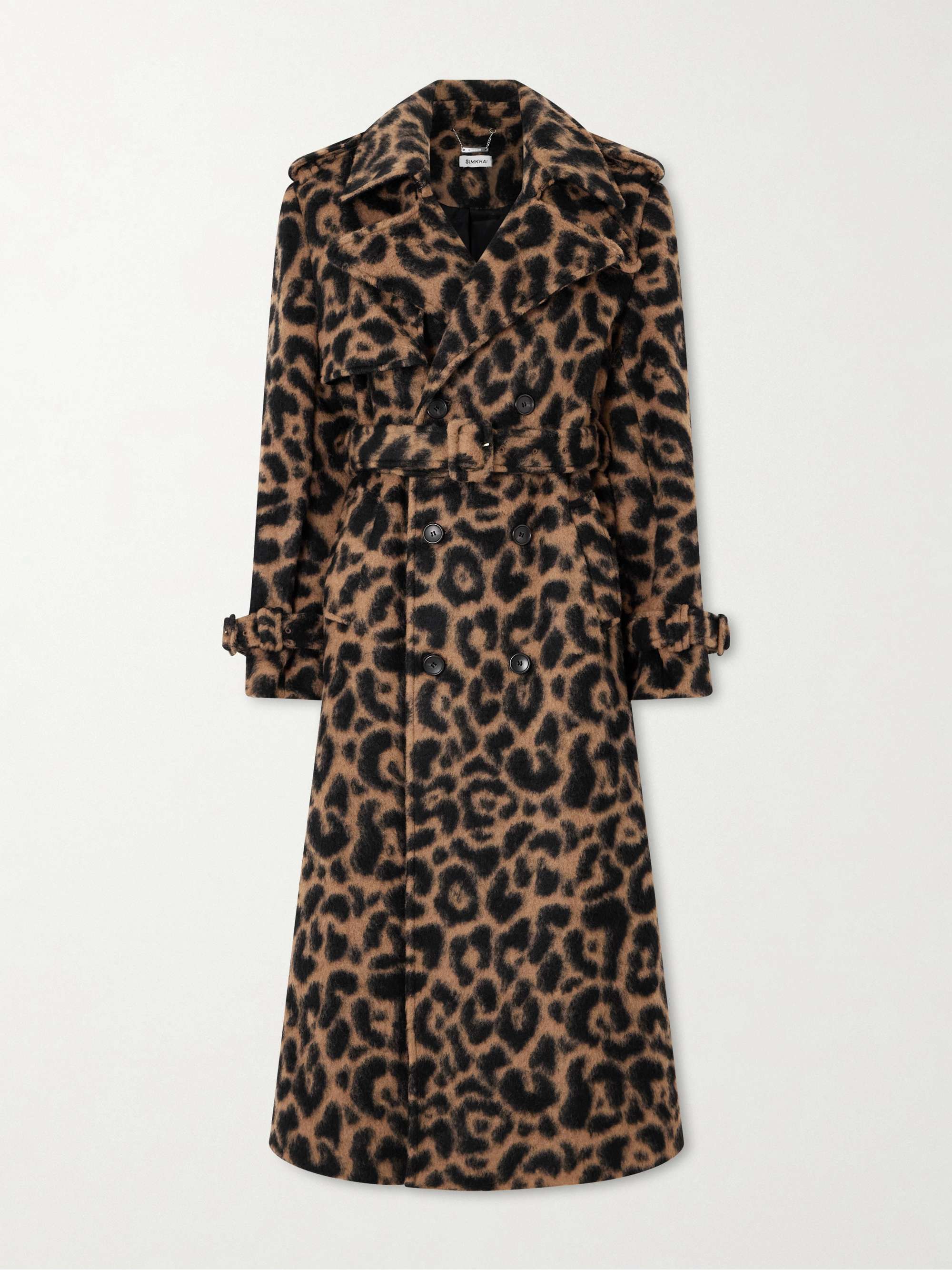 Rumi Belted Leopard-Print Brushed-Felt Coat