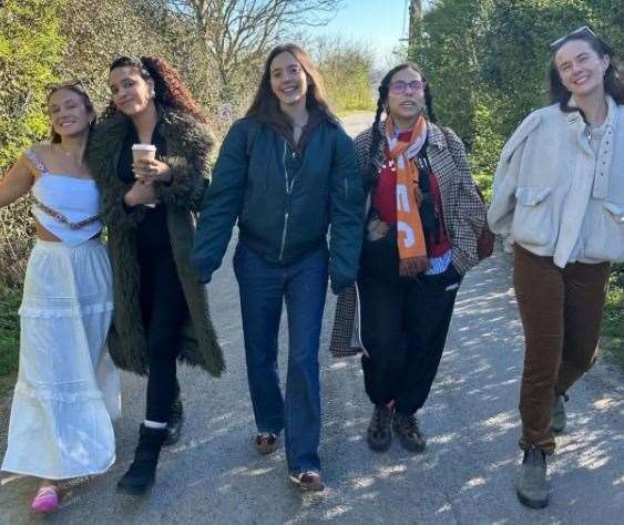 The group of girls celebrated with drinks, food and a countryside walk. Picture: @marinacwin