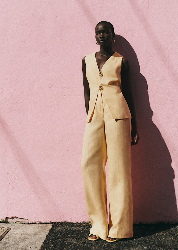 Giovanni Trousers - Mustard - Linen - S&eacute;zane