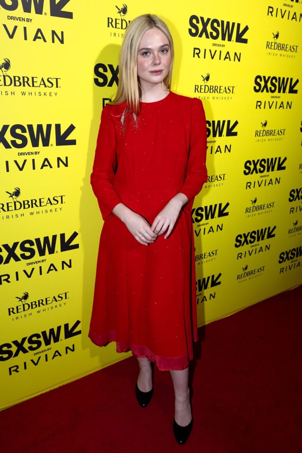Elle Fanning SXSW premiere, Elle Fanning Margo’s Got Money Troubles premiere, SXSW red carpet Elle Fanning, SXSW Conference and Festival red carpet, Coach Fall 2026 dress, Coach Fall 2026 SXSW, Elle Fanning Coach Fall 2026, Coach red dress SXSW