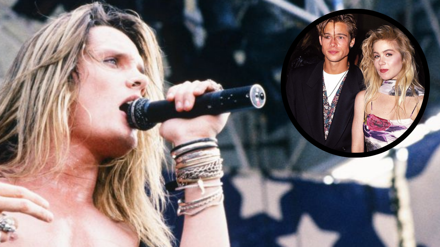 “I was a single guy on tour, in a band, and I met a lot of girls and I apologise if I hurt her.” Sebastian Bach sorry for relationship with 17-year-old Christina Applegate Sebastian Bach in 1989, with Brad Pitt and Christina Applegate (inset) also pictured in 1989
