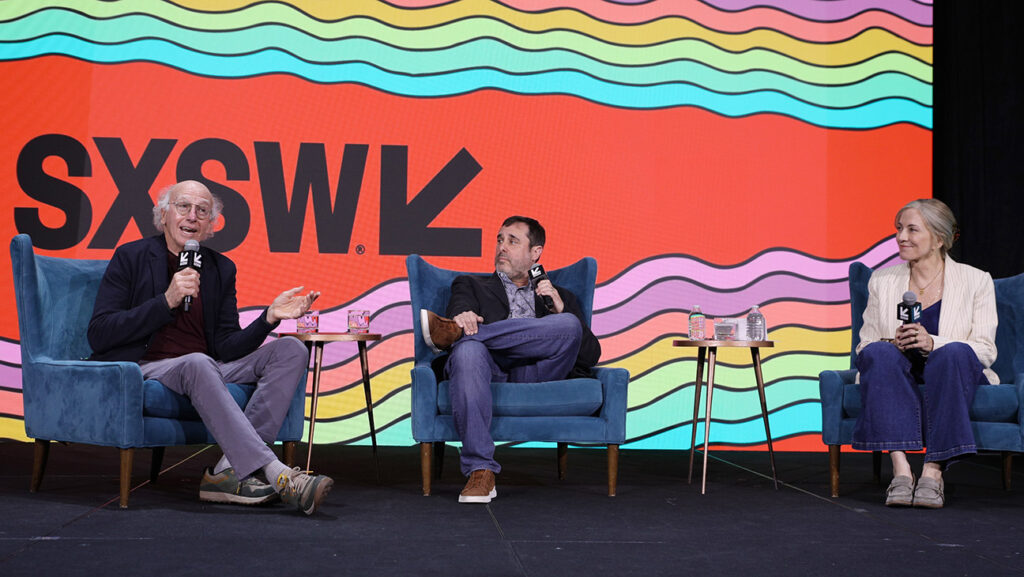 Larry David on Collaborating With Obama on HBO Series at SXSW Larry David, Jeff Schaffer and Lorraine Ali at Featured Session: A Waste of Time with Larry David and Jeff Schaffer during the SXSW Conference & Festivals held at JW Marriott on March 13, 2026 in Austin, Texas.