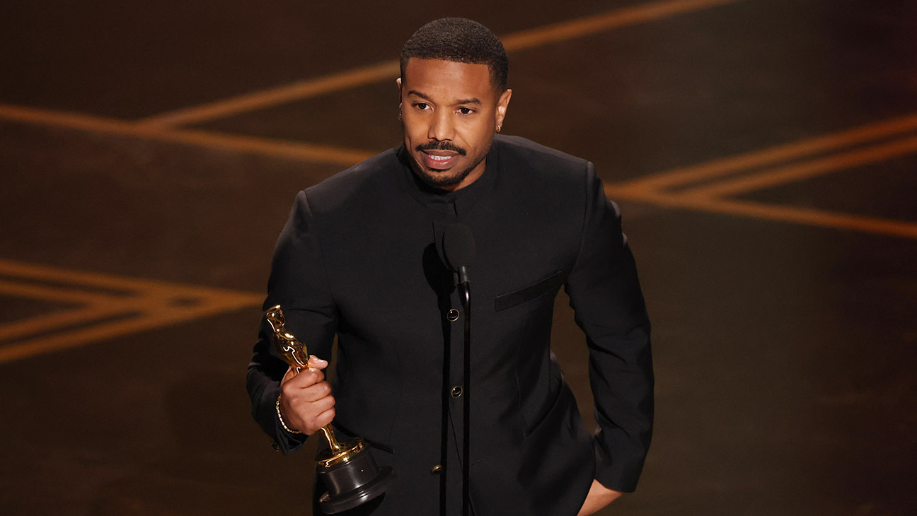 US actor Michael B. Jordan accepts the award for Best Actor in a Leading Role for Sinners onstage during the 98th Annual Academy Awards at the Dolby Theatre in Hollywood, California on March 15, 2026.