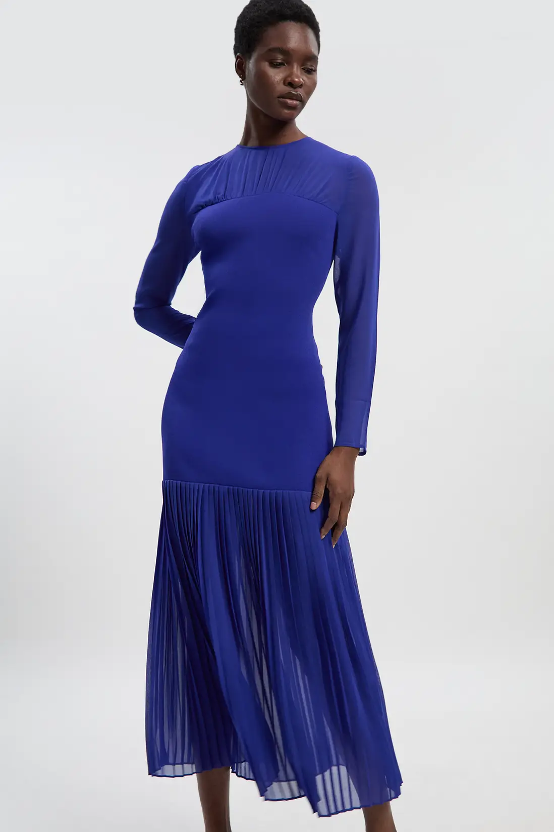 Karen Millen, Woven Knit Mix Pleated Midi Dress (Was $259)