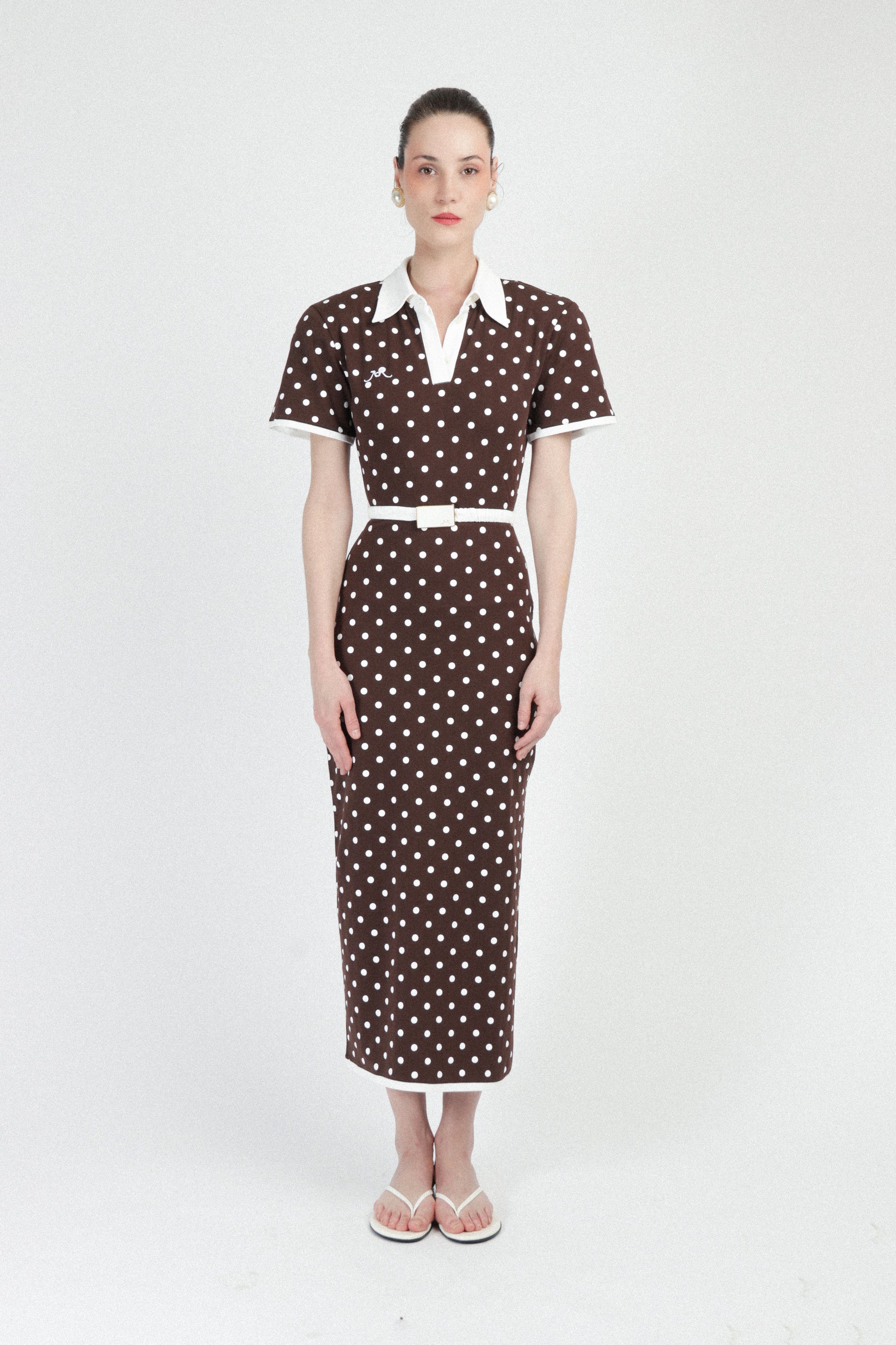 Polka Dots Jersey Polo Dress - 32