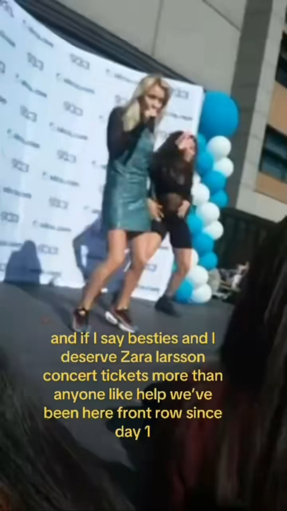 A fan posts an early days performance of Zara Larsson and she remembers: “I will never forget this performance. These f*cking kids in the back were throwing grapes at me and it felt so medieval like ducking tomatoes up there.” A fan posts an early days performance of Zara Larsson and she remembers: "I will never forget this performance. These f*cking kids in the back were throwing grapes at me and it felt so medieval like ducking tomatoes up there."