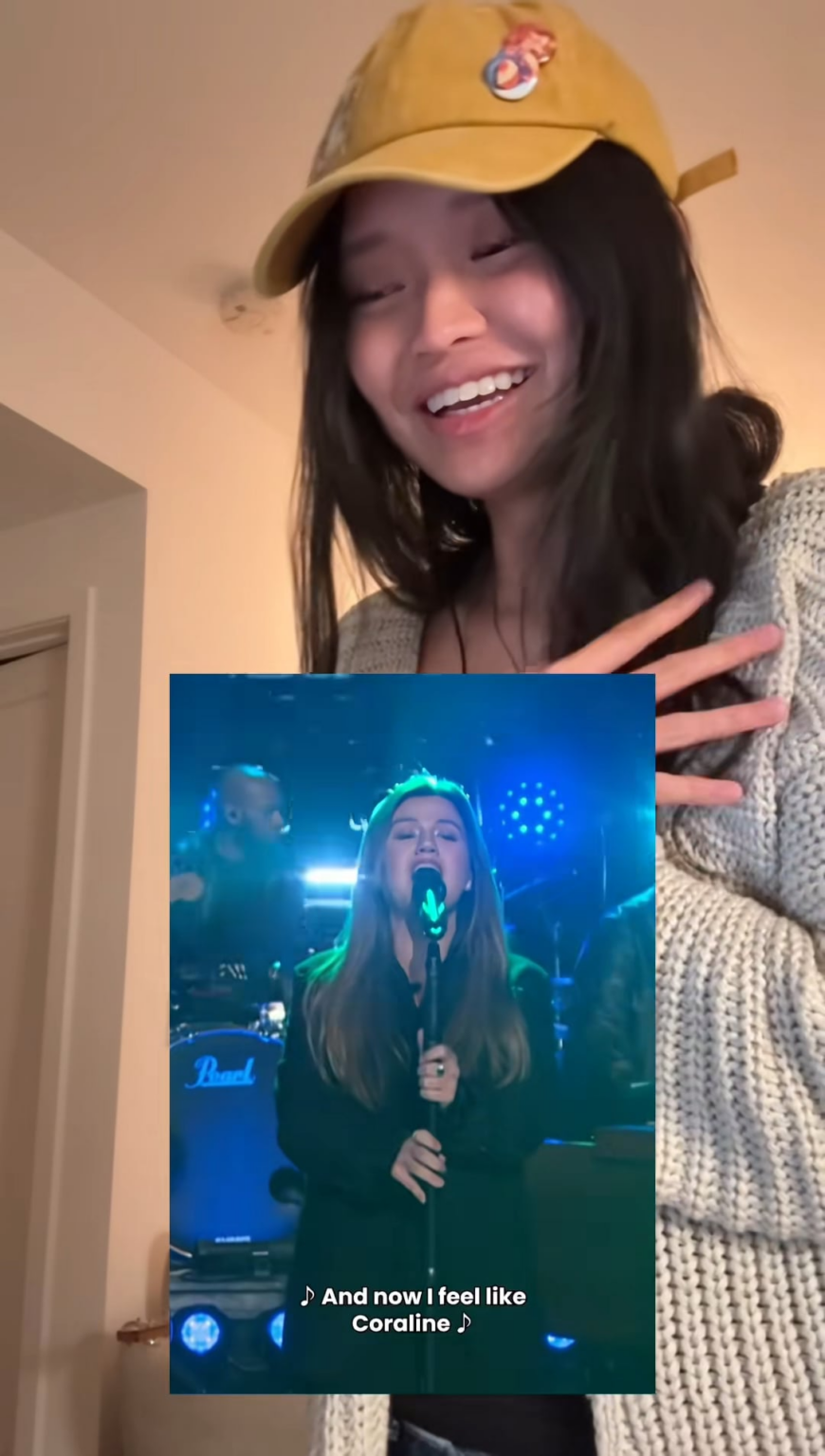 Lyn Lapid's reaction to Kelly Clarkson covering her song "Coraline": "I just got Kelly Clarksoned. Kelly Clarkson Kelly Clarksoned my song. Wooow, she knows my music? Kelly Clarkson knows that I exist. This is the greatest day of my life. You ate me up. I can never sing it again. Thank you so much."