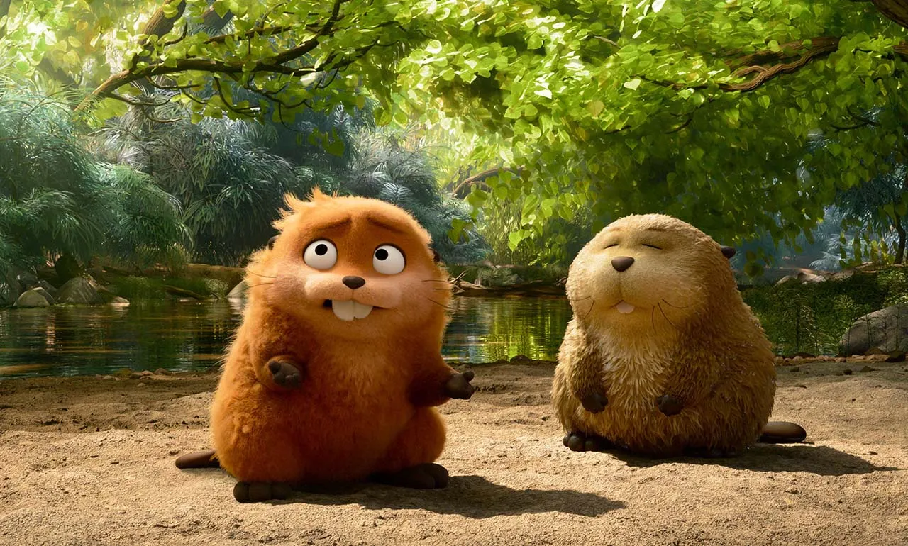 Two animal characters from Pixar movie Hoppers