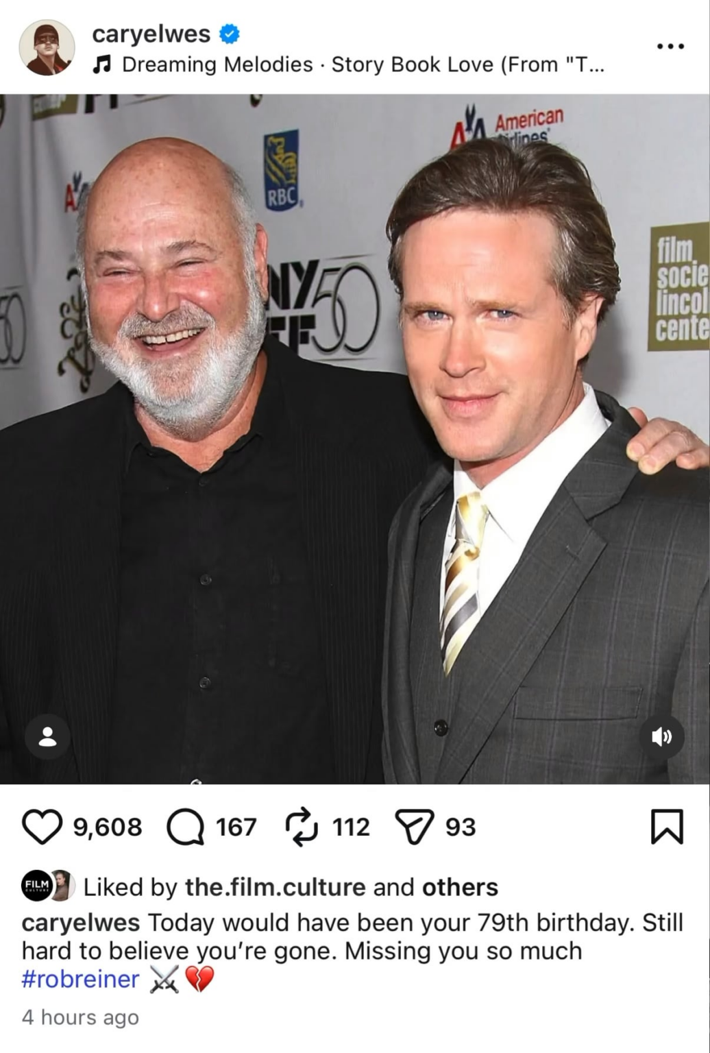 'Princess Bride' Star Cary Elwes Honors Rob Reiner On First Birthday Since Death: "Still hard to believe you’re gone. Missing you so much ⚔️💔"