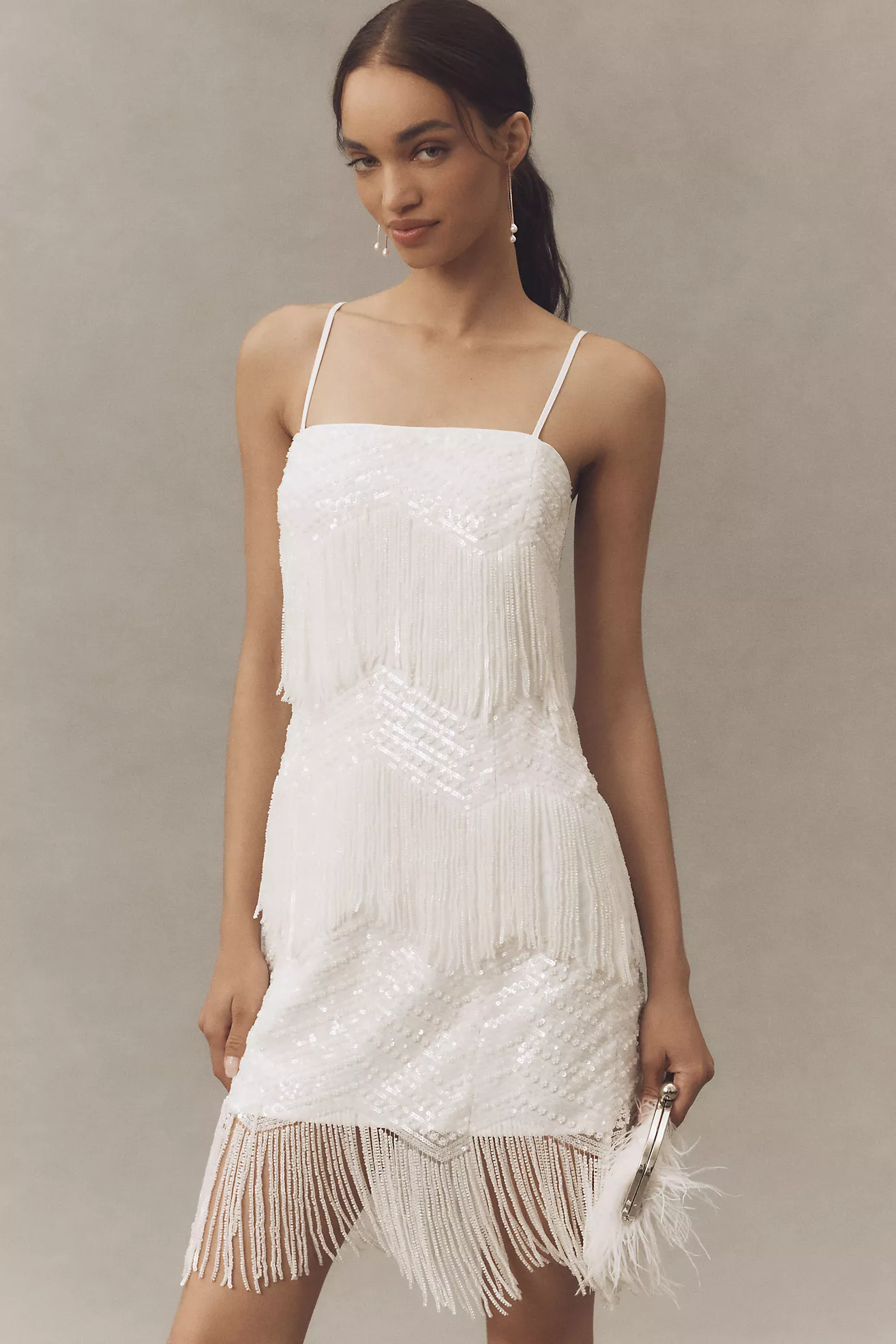 Anthropologie, Endless Rose Beaded Fringe Mini Dress