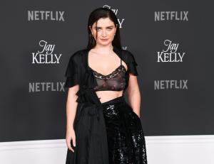 Eve Hewson at Netflix's "Jay Kelly" Los Angeles Premiere held at the Egyptian Theater on November 11, 2025 in Los Angeles, California.