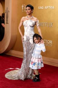Teyana Taylor and Rue Rose Shumpert at The 32nd Annual Actor Awards Presented by SAG-AFTRA held at the Shrine Auditorium and Expo Hall on March 01, 2026 in Los Angeles, California.