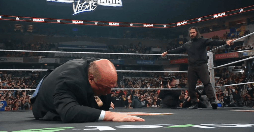 Paul Heyman stomped by Seth Rollins, kidnapped by LA Knight