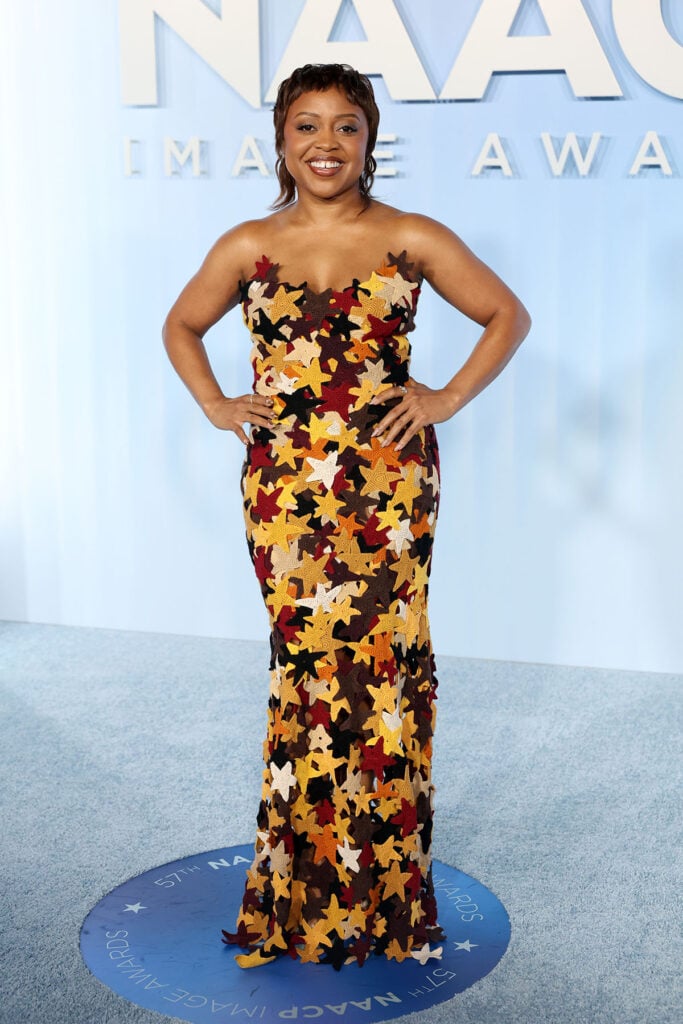 Quinta Brunson NAACP Image Awards 2026, Quinta Brunson custom Gabriela Hearst Spring 2026, Gabriela Hearst red carpet, Quinta Brunson strapless gown, NAACP Image Awards 2026 fashion