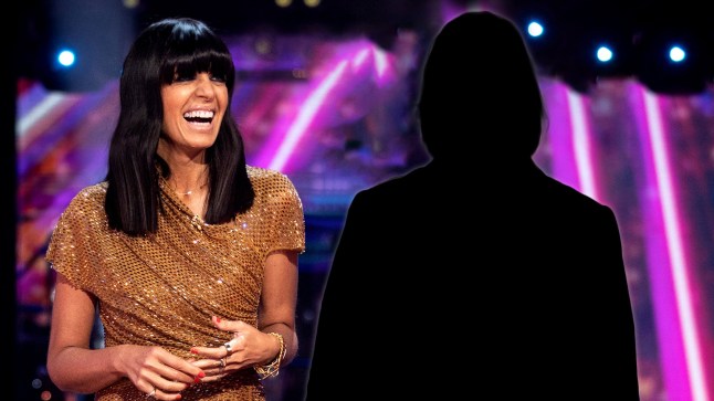 Claudia Winkleman next to a silhouette of a female celebrity