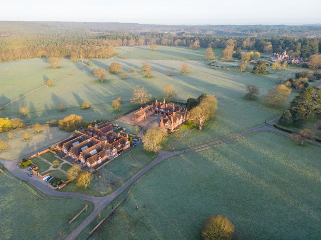 An aerial view of Bagshot Park estate in Surrey.