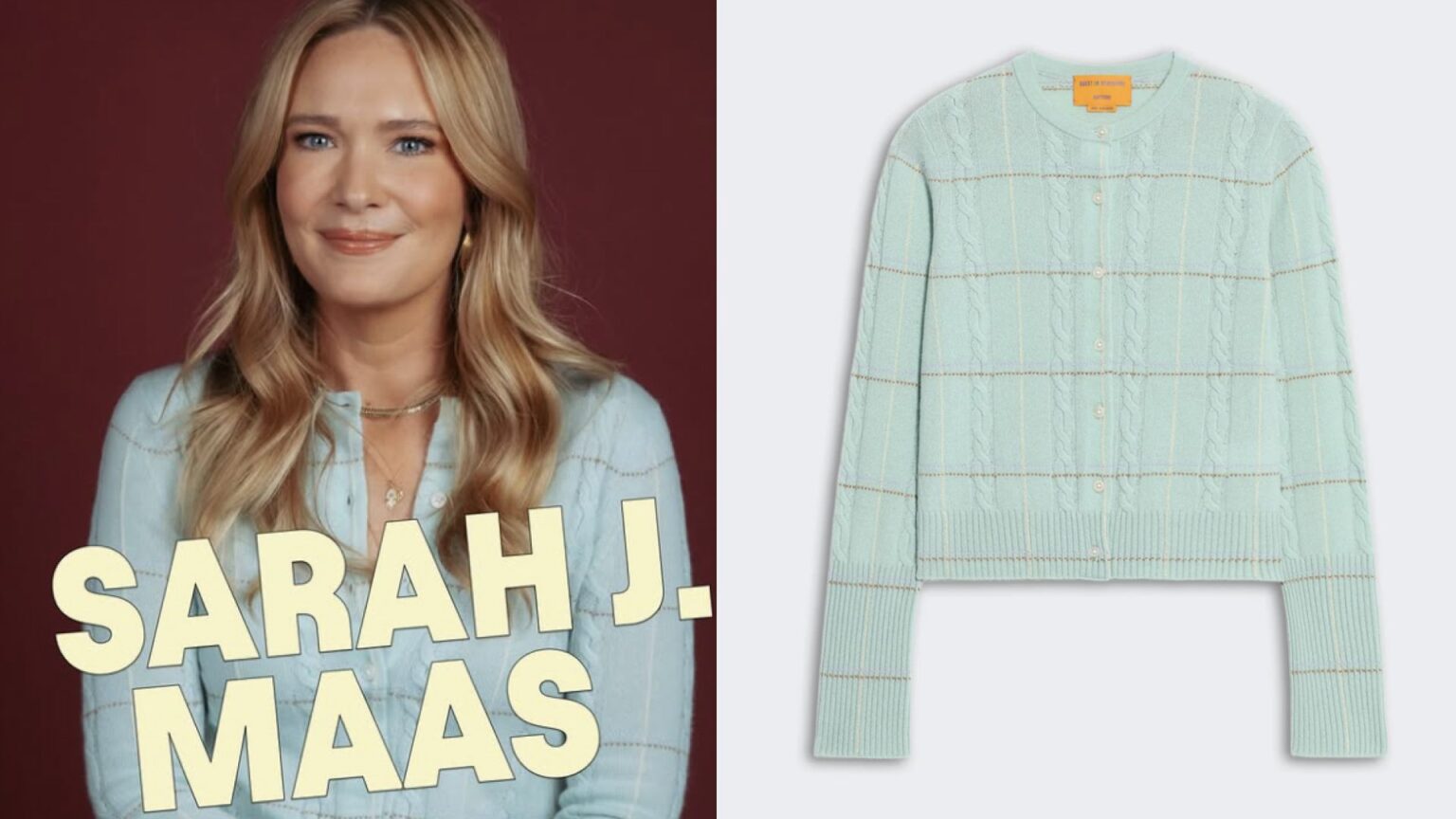 Sarah J Maas at her call her daddy interview with the guest in residence sweater in her outfit