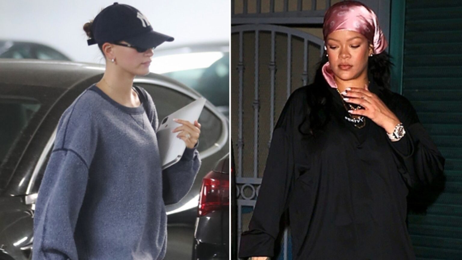 Hailey Bieber and Rihanna in the ballet sneakers trend for the A-list Edit