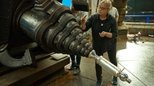 Tamara Deverell on the set of Frankenstein