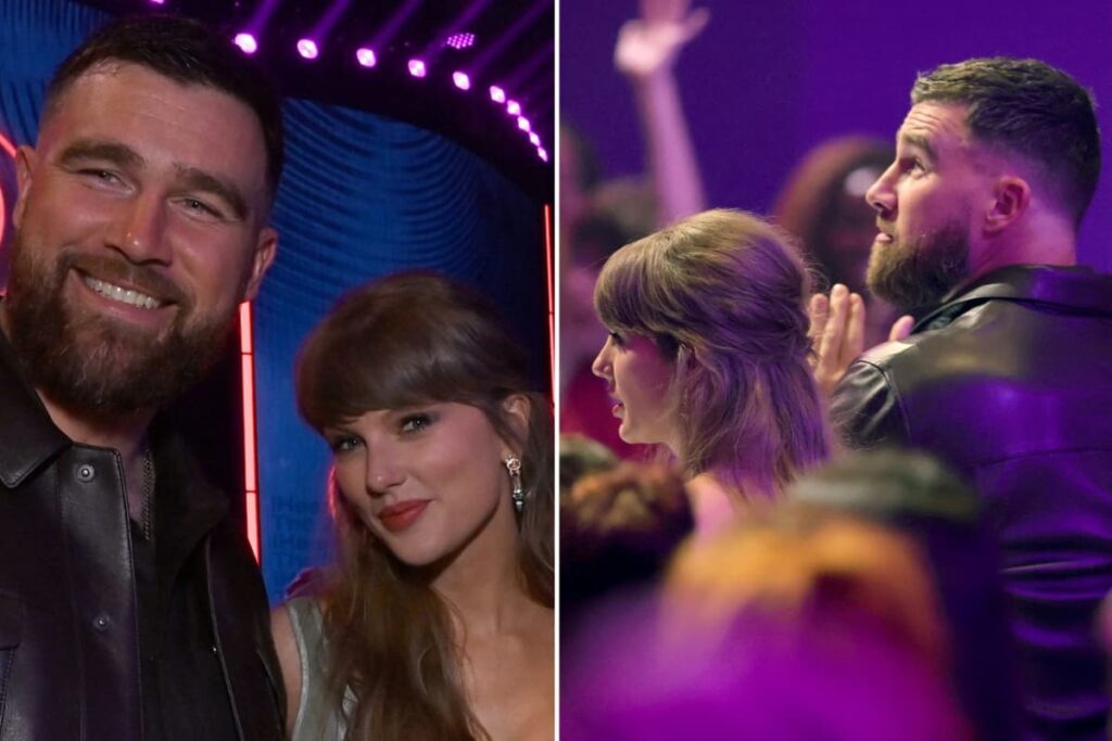 Taylor Swift thanks Travis Kelce on stage as couple make awards show debut – London Evening Standard Taylor Swift thanks Travis Kelce on stage as couple make awards show debut - London Evening Standard