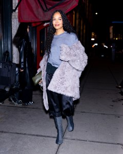 NEW YORK, NEW YORK - FEBRUARY 16: Tessa Thompson attends Ami Paris Chez Balthazar Restaurant at Balthazar on February 16, 2026 in New York City. (Photo by The Hapa Blonde/GC Images)