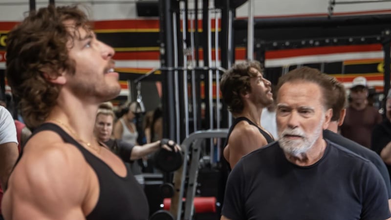 Joseph Baena and Arnold Schwarzenegger