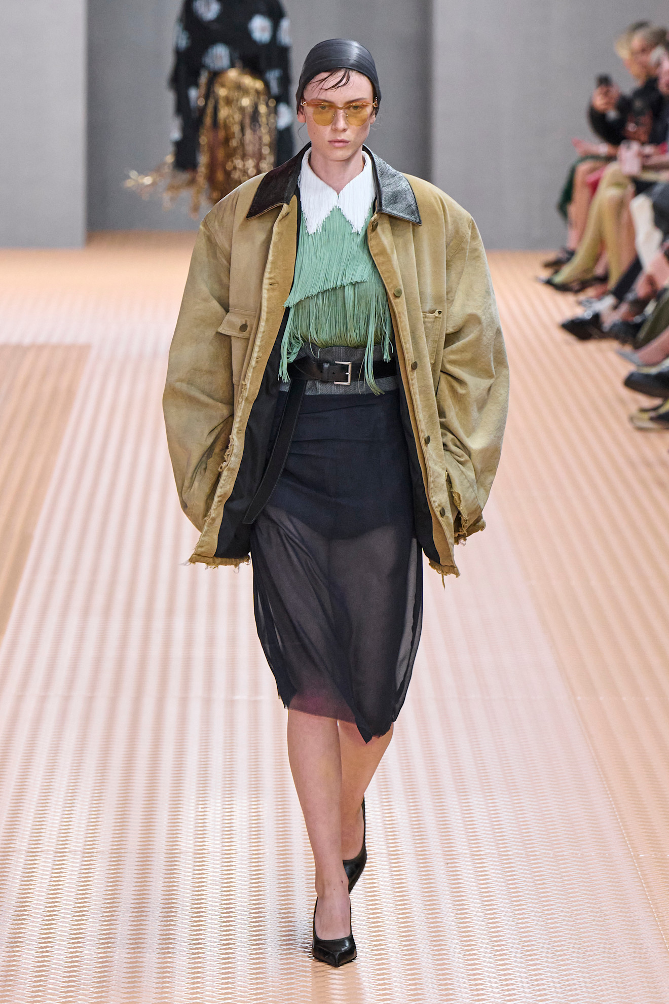 A barn jacket on Prada's spring 2024 runway