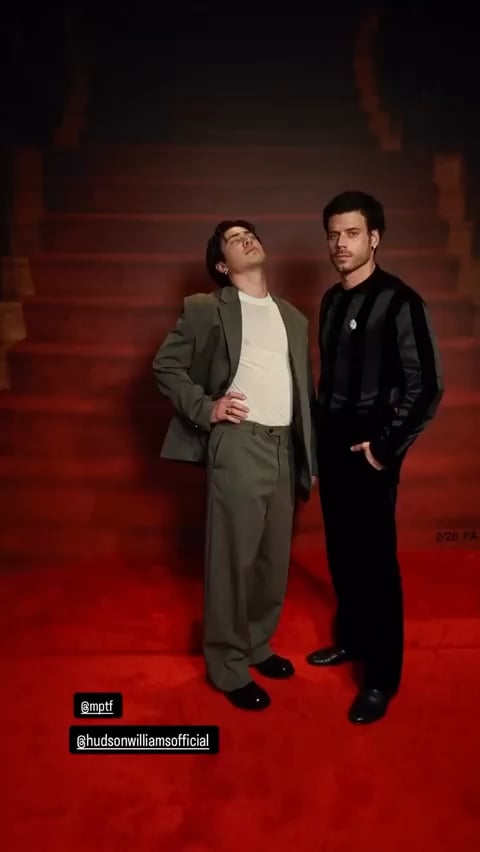 François Arnaud and Hudson Williams at the Armani pre Oscars party