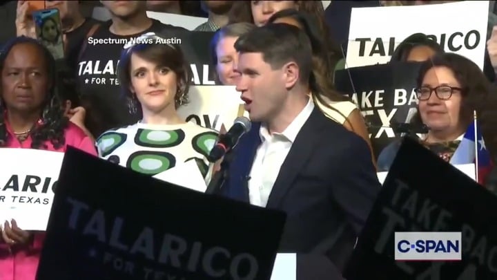 James Talarico’s winning speech at the Texas Democratic primary, saying “The people of our state gave this country a little bit of hope,” and it ended with Bad Bunny’s “DTMF".