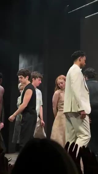 Sadie Sink and Noah Jupe during the curtain call for Romeo & Juliet
