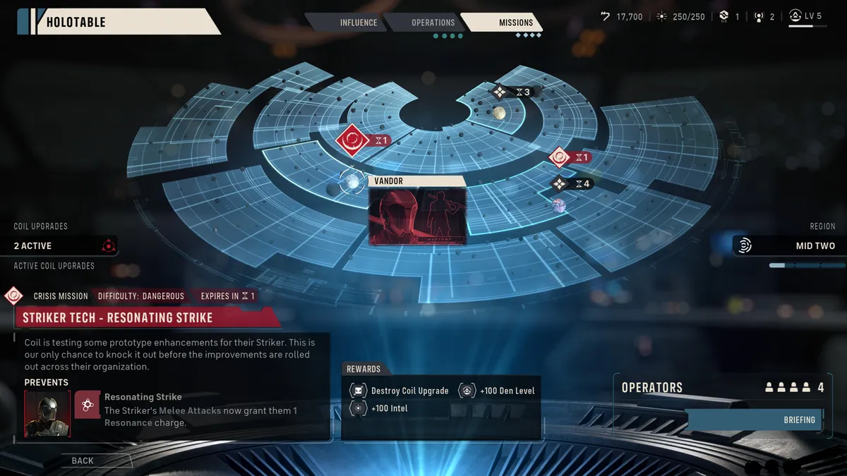 The mission map in Star Wars: Zero Company