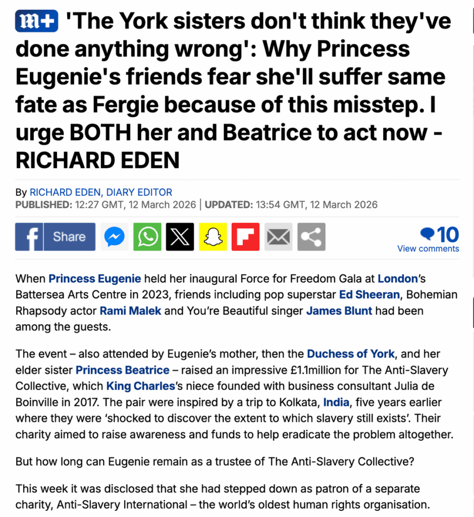 'The York sisters don't think they've done anything wrong': Why Princess Eugenie's friends fear she'll suffer same fate as Fergie