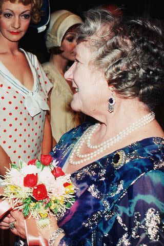 The Queen Mother backstage following the play 