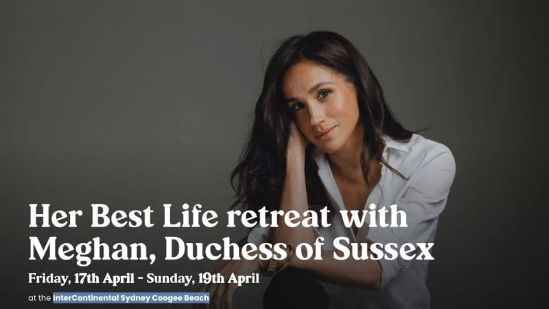 It's not 'Meghan Markle' but 'Meghan, Duchess of Sussex' in the billing for the wellness retreat.herbestlife.org