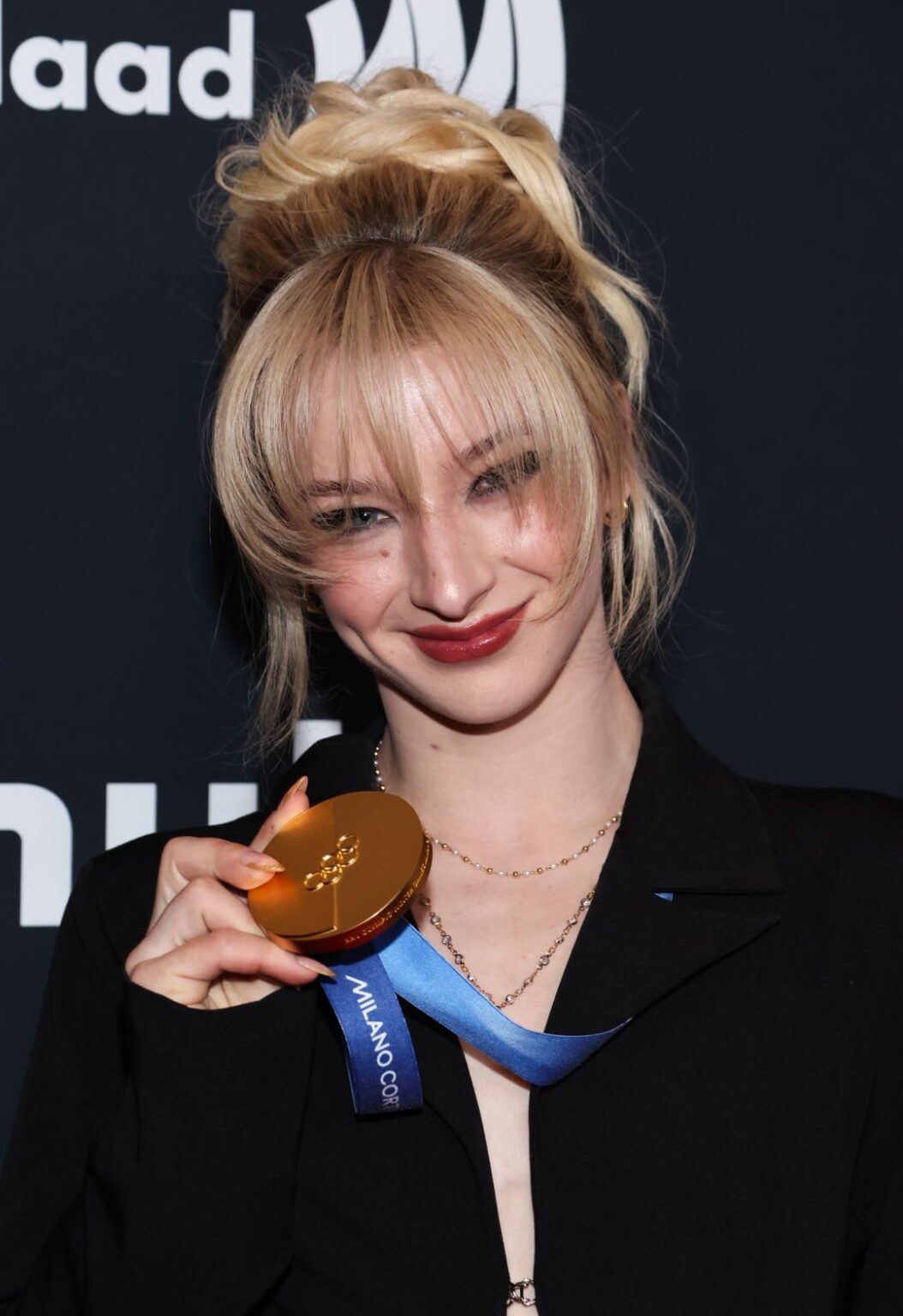 Amber Glenn serving at the GLAAD Media Awards ft. Connor Storrie