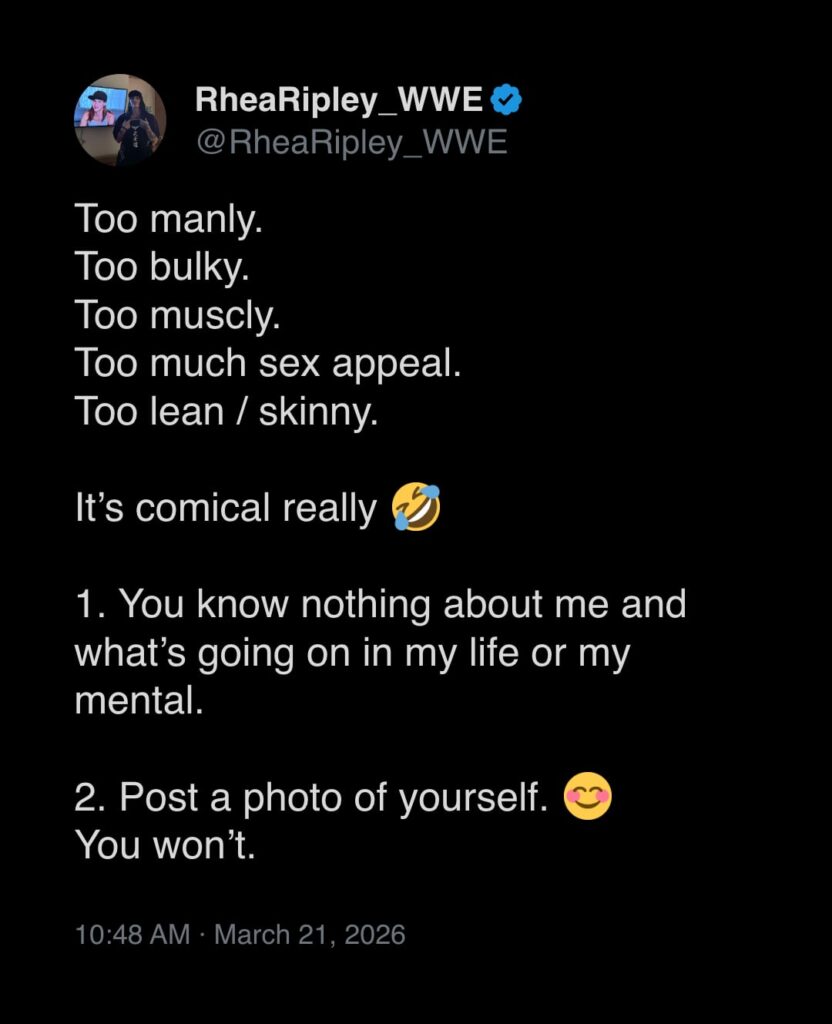 Rhea Ripley responds to criticism about her body