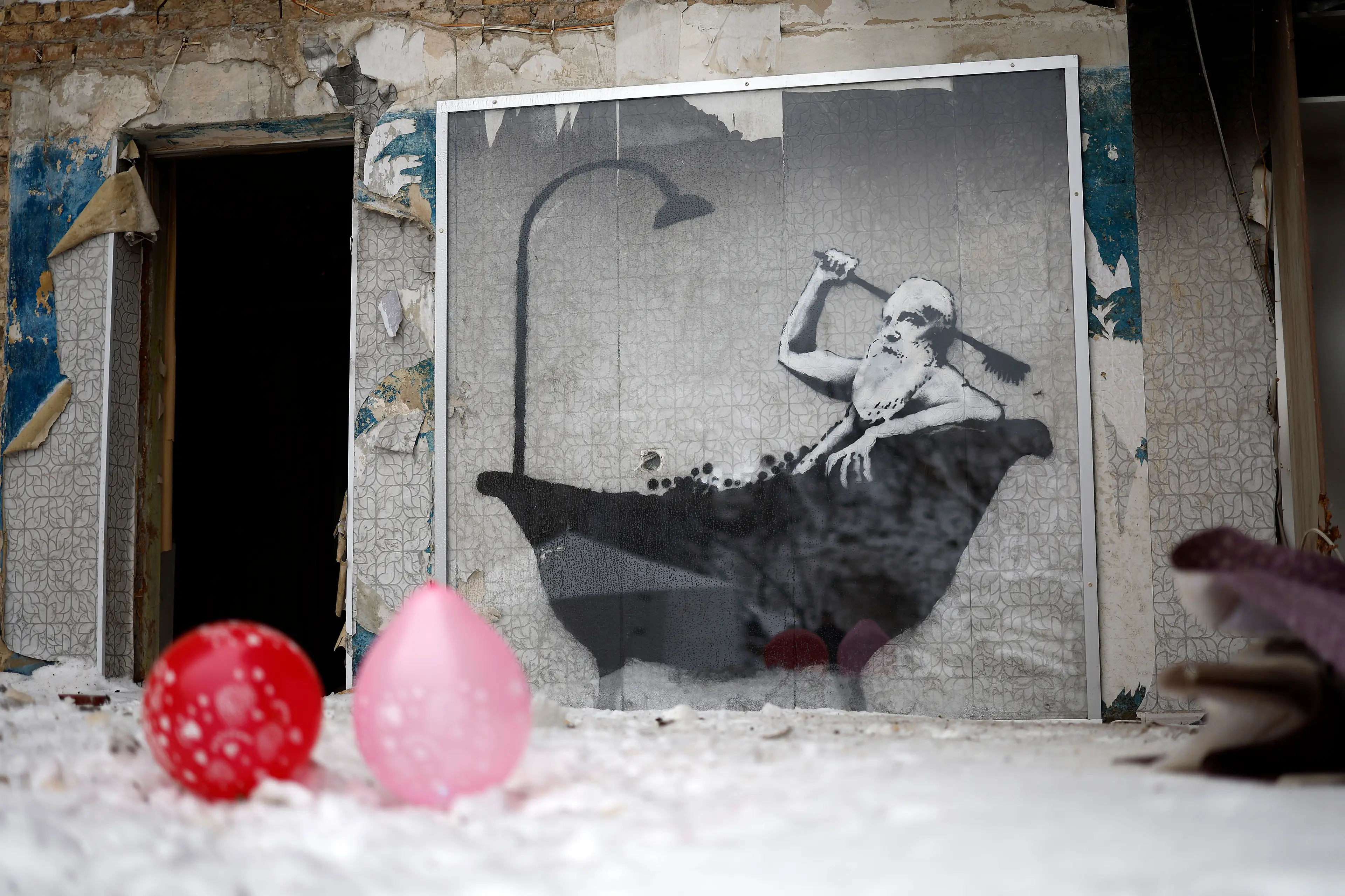 Some of Banksy's artwork popped up in Ukraine in 2022 (Jeff J Mitchell/Getty Images)