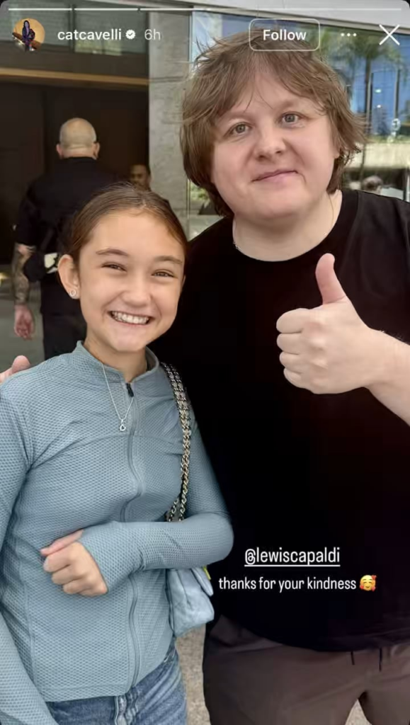 Catherine Harding, Jorginho's wife, shares a picture of their daughter with Lewis Capaldi saying “thanks for your kindness 🥰” and speaks out about the controversy with Chappell Roan