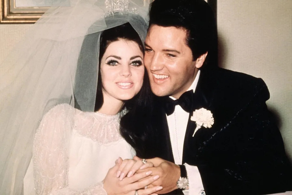 Priscilla Presley and Elvis Presley pose for a photo after their wedding in Las Vegas on May 1, 1967Credit: Bettmann Archive