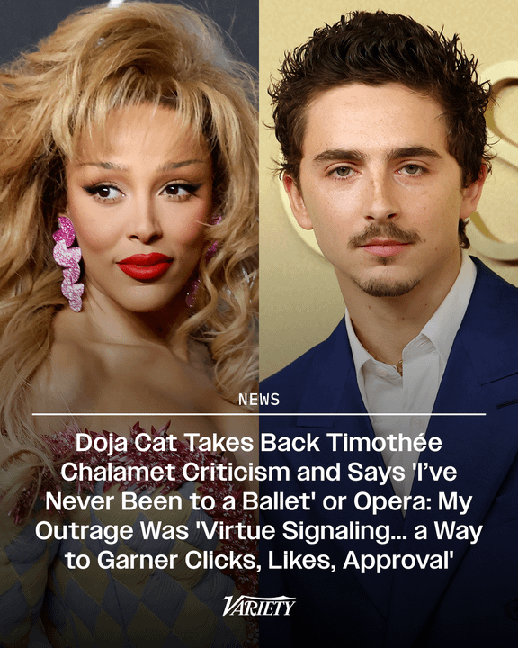 Doja Cat is taking back her criticism of Timothée Chalamet and says her outrage was virtue signaling